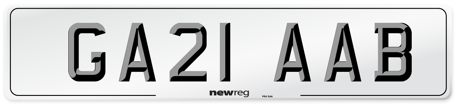 GA21 AAB Number Plate from New Reg